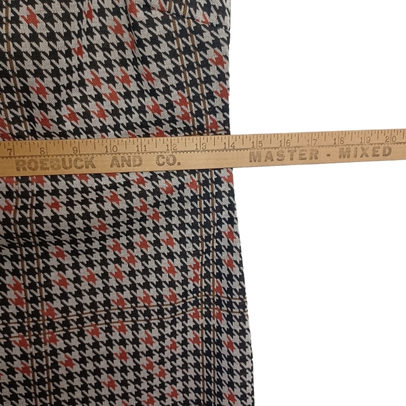 MISTYROSE Houndstooth Plaid Print Orange Black Cream Retro Sheath Dress L NWT - Picture 7 of 9